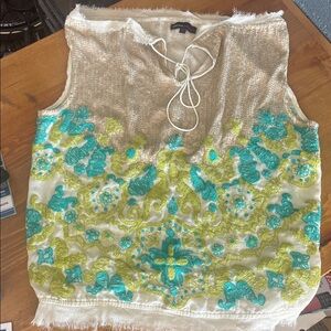 Anthropologie Namrata Joshipura SILK Sequin Floral Blouse